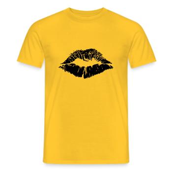 Lips / lip print 1c - Men's T-Shirt - yellow - Front - AI Model Male 178 dark (178cm)