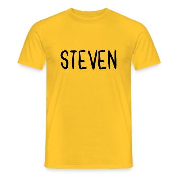 Steven Custom Name Font Text Birthday - Men's T-Shirt - yellow - Front - AI Model Male 178 dark (178cm)