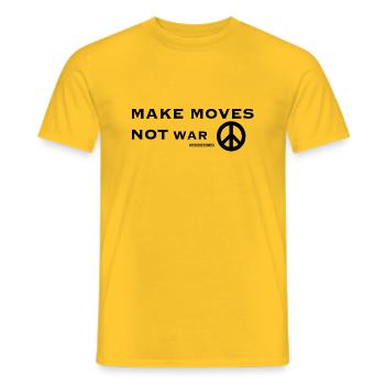 MAKE MOVES NOT WAR - Männer T-Shirt - Gelb - Vorne - AI Model Male 178 dark (178cm)