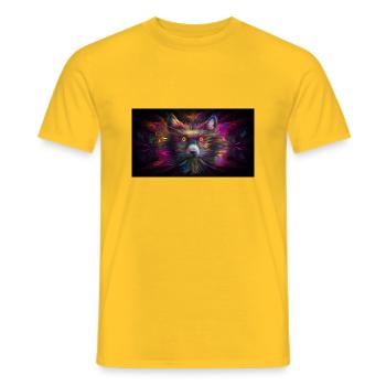 Hypnotic raccoon in the 5th dimension - Men's T-Shirt - yellow - Front - AI Model Male 178 dark (178cm)