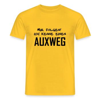Mir folgen, ich kennen einen AUXWEG - Männer T-Shirt - Gelb - Vorne - AI Model Male 178 dark (178cm)