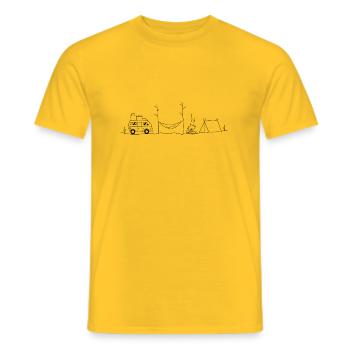 Casual Camping - Men's T-Shirt - yellow - Front - AI Model Male 178 dark (178cm)