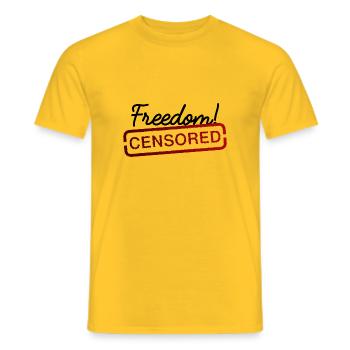 CENSORED FREEDOM - Men's T-Shirt - yellow - Front - AI Model Male 178 dark (178cm)