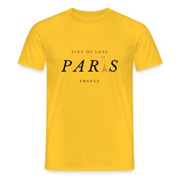 Ville de l’amour Paris - T-shirt homme - jaune - Devant - AI Model Male 178 dark (178cm)