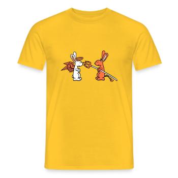 Lapin Ange Conscience Diable Démon Mal Satan Enfer - T-shirt homme - jaune - Devant - AI Model Male 178 dark (178cm)