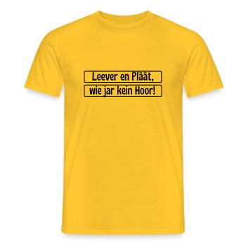 Leever en Pläät - Glatze Köln Kölle Kölsch - Männer T-Shirt - Gelb - Vorne - AI Model Male 178 dark (178cm)