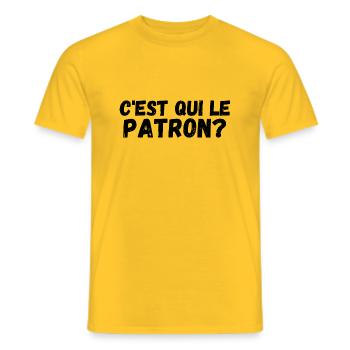 C est qui le patron (noir) - T-shirt homme - jaune - Devant - AI Model Male 178 dark (178cm)