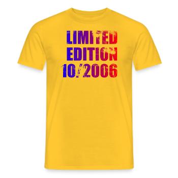 17th Birthday Limited Edition 10/2006 - Men's T-Shirt - yellow - Front - AI Model Male 178 dark (178cm)