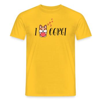 I Love Corgi with Heart - Print for Animal Lovers - Männer T-Shirt - Gelb - Vorne - AI Model Male 178 dark (178cm)