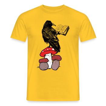 Rabe Pilze Waldbewohner Krähe Magie Zauberer Kind - Männer T-Shirt - Gelb - Vorne - AI Model Male 178 dark (178cm)
