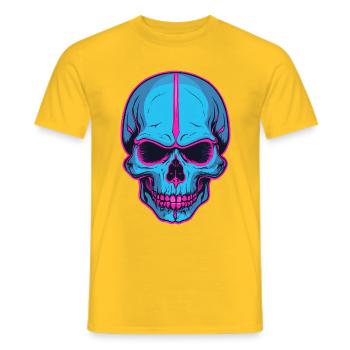Neon Skull Blaue Schädelflair - Männer T-Shirt - Gelb - Vorne - AI Model Male 178 dark (178cm)