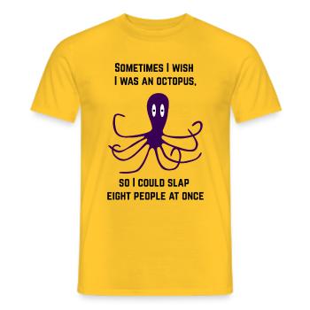 I wish I was an octopus - Men's T-Shirt - yellow - Front - AI Model Male 178 dark (178cm)