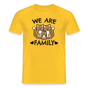 We are family - cat family - Men's T-Shirt - yellow - Front - AI Model Male 178 dark (178cm)