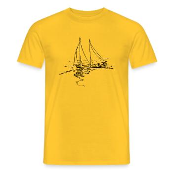 schiff boot kahn uboot segelboot segelschiff yacht - Männer T-Shirt - Gelb - Vorne - AI Model Male 178 dark (178cm)