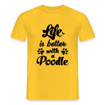 La vie est meilleure avec un propriétaire de caniche caniche - T-shirt homme - jaune - Devant - AI Model Male 178 dark (178cm)