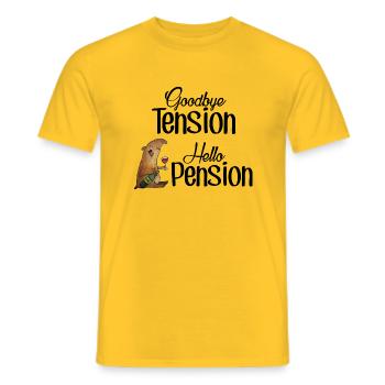Goodbye Tension Hello Pension - Men's T-Shirt - yellow - Front - AI Model Male 178 dark (178cm)
