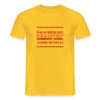 ich kann mit Dummheit leben - Männer T-Shirt - Gelb - Vorne - AI Model Male 178 dark (178cm)