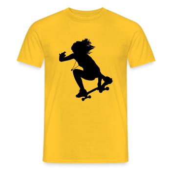 Fille de patin à roulettes Longboard - T-shirt homme - jaune - Devant - AI Model Male 178 dark (178cm)