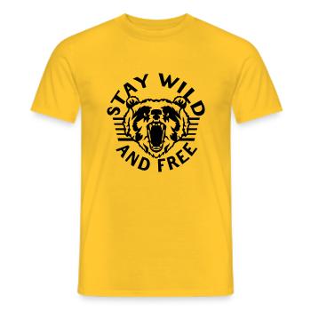 stay wild citation free bear open mouth - Men's T-Shirt - yellow - Front - AI Model Male 178 dark (178cm)