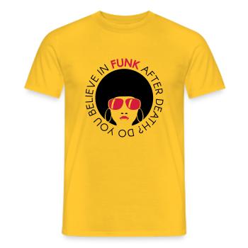Croire au funk après la mort - T-shirt homme - jaune - Devant - AI Model Male 178 dark (178cm)