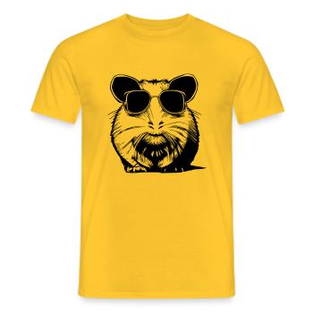 Guinea pig cool sunglasses funny vector 1 - Men's T-Shirt - yellow - Front - AI Model Male 178 dark (178cm)