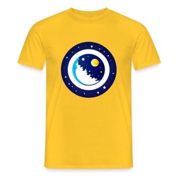 Cute Cartoon Depiction of Planet Earth 3 - Men's T-Shirt - yellow - Front - AI Model Male 178 dark (178cm)