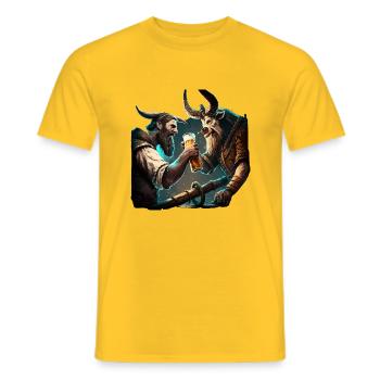 Seeman se bat pour sa bière. Motif cool - T-shirt homme - jaune - Devant - AI Model Male 178 dark (178cm)