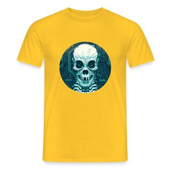 Cyber -Skull - Men's T-Shirt - yellow - Front - AI Model Male 178 dark (178cm)