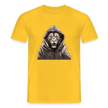 Cool lion with capu - Men's T-Shirt - yellow - Front - AI Model Male 178 dark (178cm)