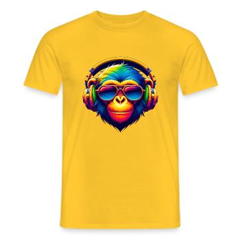 DJ Groove Monkey - Men's T-Shirt - yellow - Front - AI Model Male 178 dark (178cm)