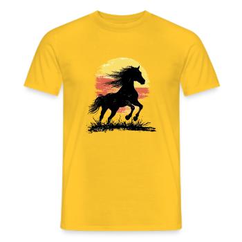 Pferd Sonnenuntergang Vintage Retro Reiten - Männer T-Shirt - Gelb - Vorne - AI Model Male 178 dark (178cm)