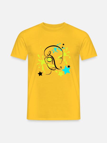 The face with spots and stars around - Men's T-Shirt - yellow