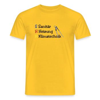 SHK Sanitär Heizung Klima - Männer T-Shirt - Gelb - Vorne - AI Model Male 178 dark (178cm)