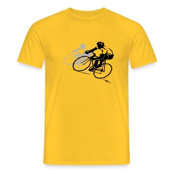 bicycle mountain bike cyclist mountainbike fahrrad - Männer T-Shirt - Gelb - Vorne - AI Model Male 178 dark (178cm)