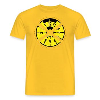 Zerschnittene Hu-Plakette (Gelb) - Männer T-Shirt - Gelb - Vorne - AI Model Male 178 dark (178cm)