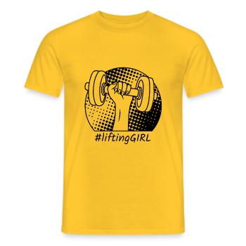Lifting girl Fitness Musculation Sport - T-shirt homme - jaune - Devant - AI Model Male 178 dark (178cm)