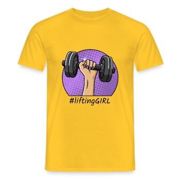 Lifting girl Workout Sport Hantel Design - T-shirt homme - jaune - Devant - AI Model Male 178 dark (178cm)