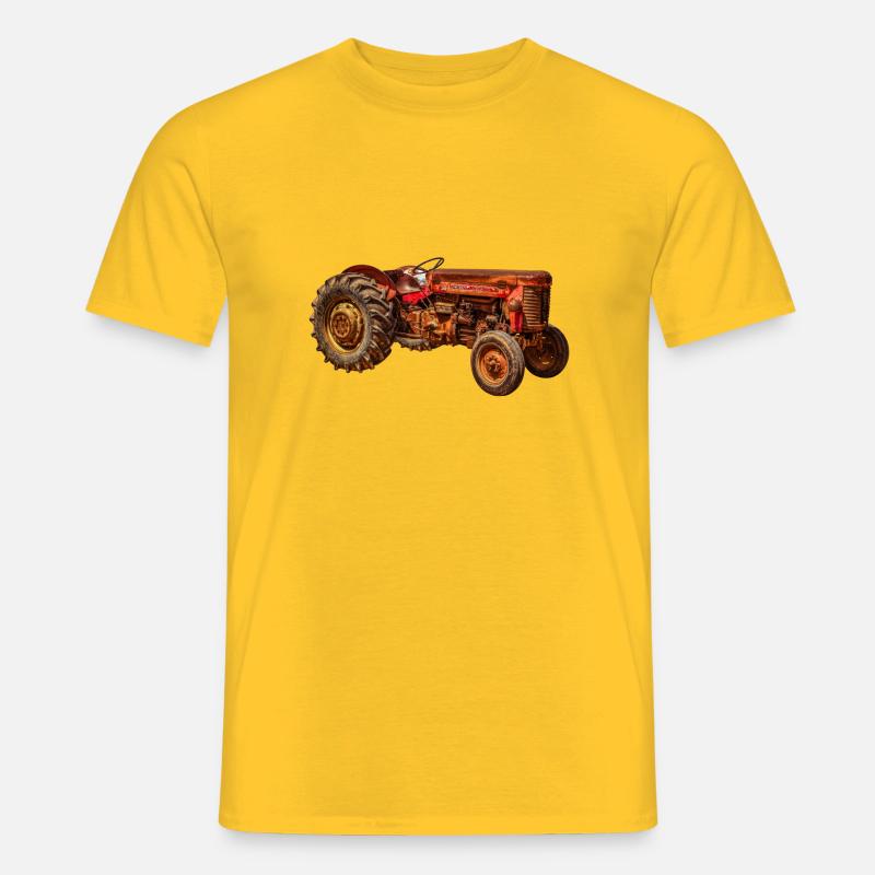 roter Traktor Oldtimer - Männer T-Shirt - Gelb