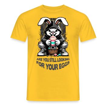 Êtes-vous toujours à la recherche de vos œufs - T-shirt homme - jaune - Devant - AI Model Male 178 dark (178cm)