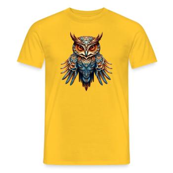 Cool Night Owl - Männer T-Shirt - Gelb - Vorne - AI Model Male 178 dark (178cm)