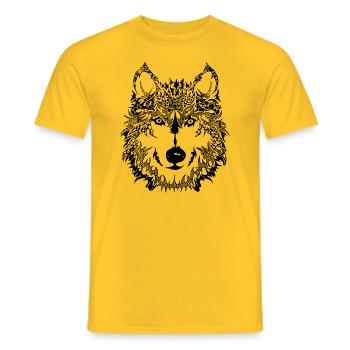 Tribal Wolf - Men's T-Shirt - yellow - Front - AI Model Male 178 dark (178cm)
