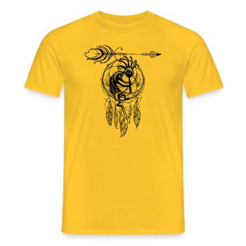 Native American Filigree Kokopelli Dreamcatcher 1 - Männer T-Shirt - Gelb - Vorne - AI Model Male 178 dark (178cm)