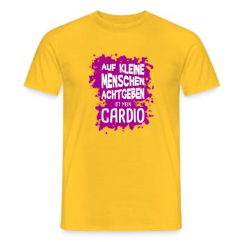 Auf kleine Menschen achtgeben ist mein Cardio - Männer T-Shirt - Gelb - Vorne - AI Model Male 178 dark (178cm)