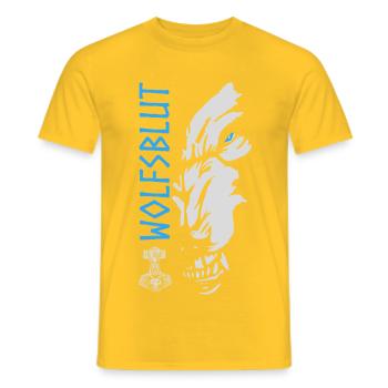 Sang de loup, Viking, Thor, Loup, Odin, Nord, Valhalla - T-shirt homme - jaune - Devant - AI Model Male 178 dark (178cm)