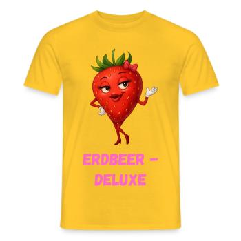 Erdbeere Dame Deluxe Charme Karikatur  - Männer T-Shirt - Gelb - Vorne - AI Model Male 178 dark (178cm)