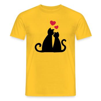 Cat love Cat love Cats in love gift idea - Men's T-Shirt - yellow - Front - AI Model Male 178 dark (178cm)
