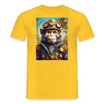 Singe Steampunk 1.6 - T-shirt homme - jaune - Devant - AI Model Male 178 dark (178cm)