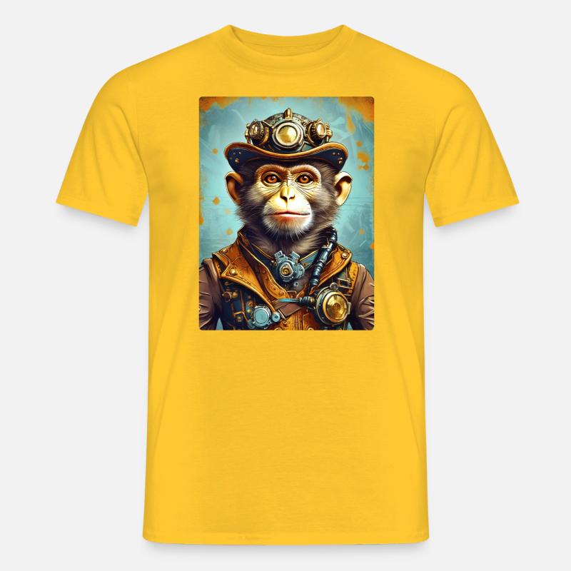 Steampunk Monkey 1.8 - Männer T-Shirt - Gelb