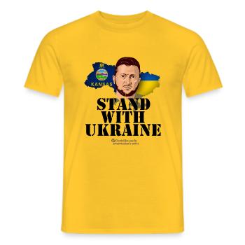 Ukraine Kansas Zelenskyj - Men's T-Shirt - yellow - Front - AI Model Male 178 dark (178cm)