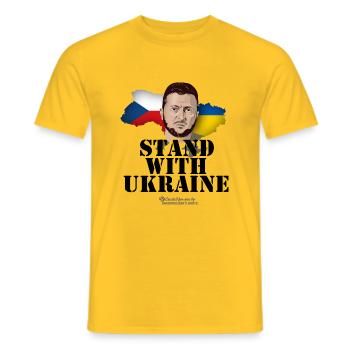 Ukraine Tschechien Unterstützer T-Shirt Design - Männer T-Shirt - Gelb - Vorne - AI Model Male 178 dark (178cm)